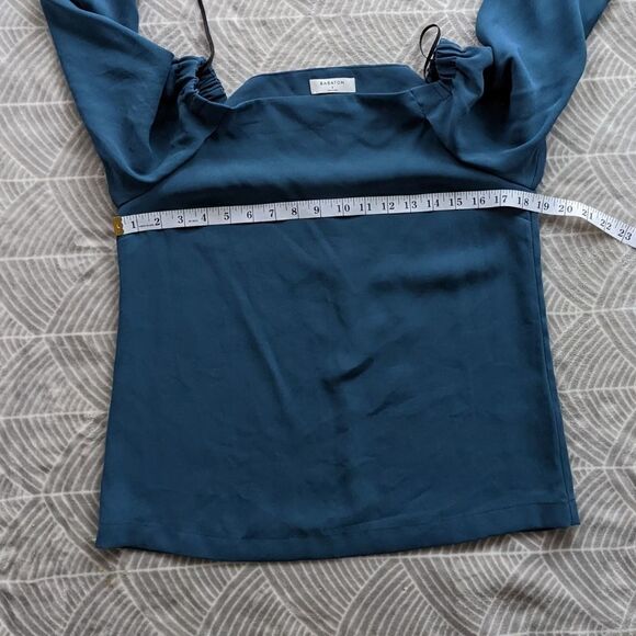 ARITZIA Babaton Rodrigo Off The Shoulder teal Blouse dark aqua green sMALL K1 - Picture 10 of 13